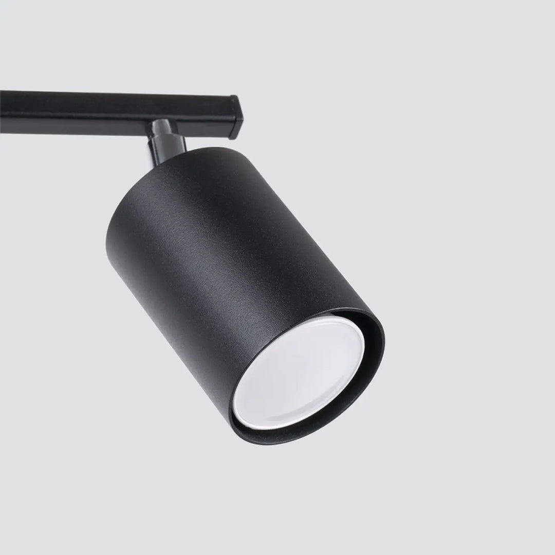 Luminaire plafonnier lemmi 2 noir avec module led cylindrique et lumière conviviale au fini mat