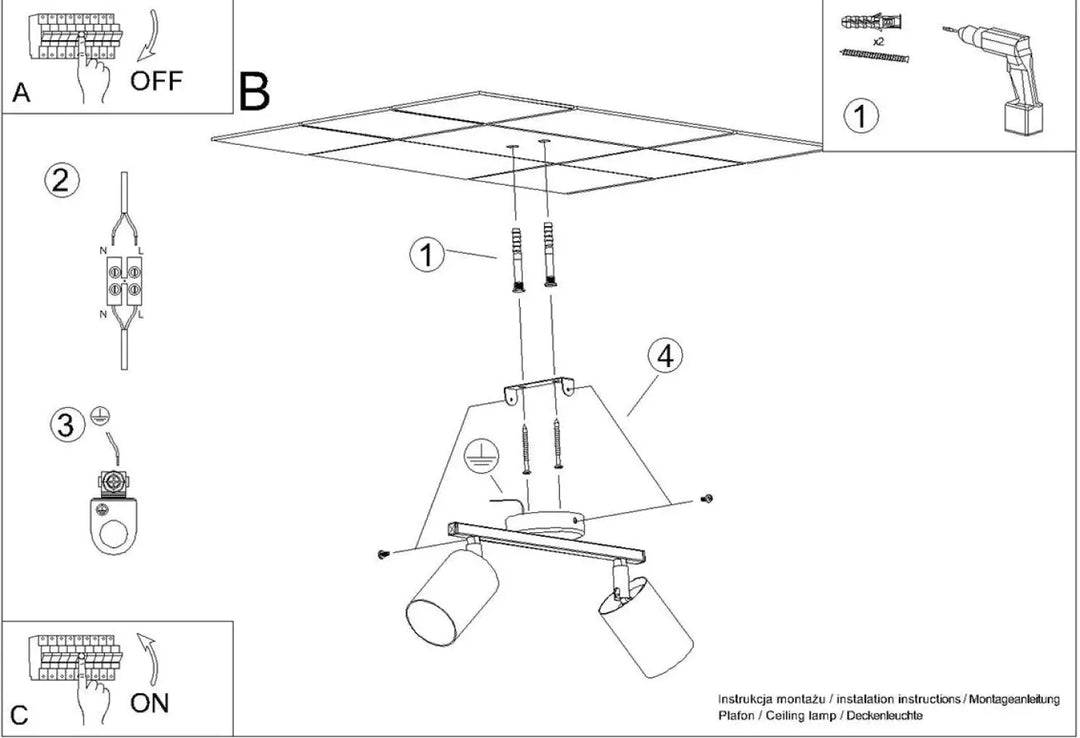 Luminaire plafonnier lemmi 2 noir avec deux spots cylindriques ajustables à module led pour une lumière conviviale