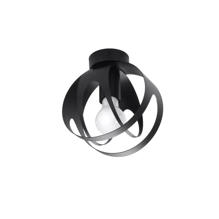 Luminaire plafonnier tulos noir en métal avec design sphérique ouvert et ampoule apparente point lumineux suspendu moderne