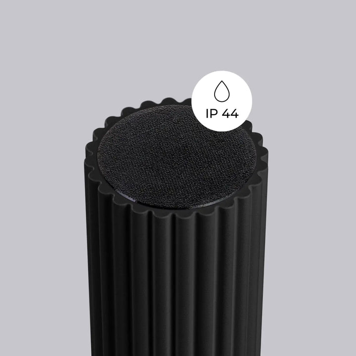 Luminaire plafonnier halo noir avec surface texturée cylindrique et dessus en tissu pour bureau décorative