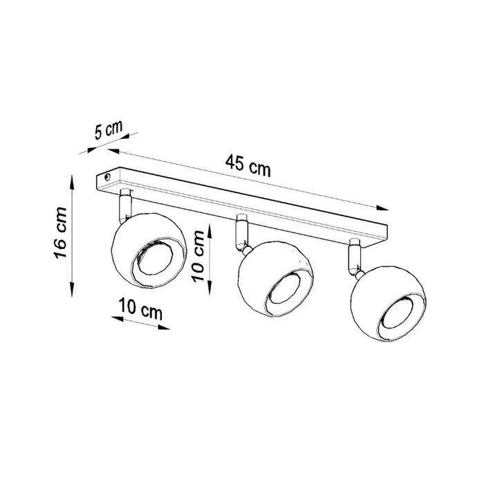 Plafonnier moderne oculare 3 noir avec trois têtes sphériques réglables pour éclairez précisément un design original