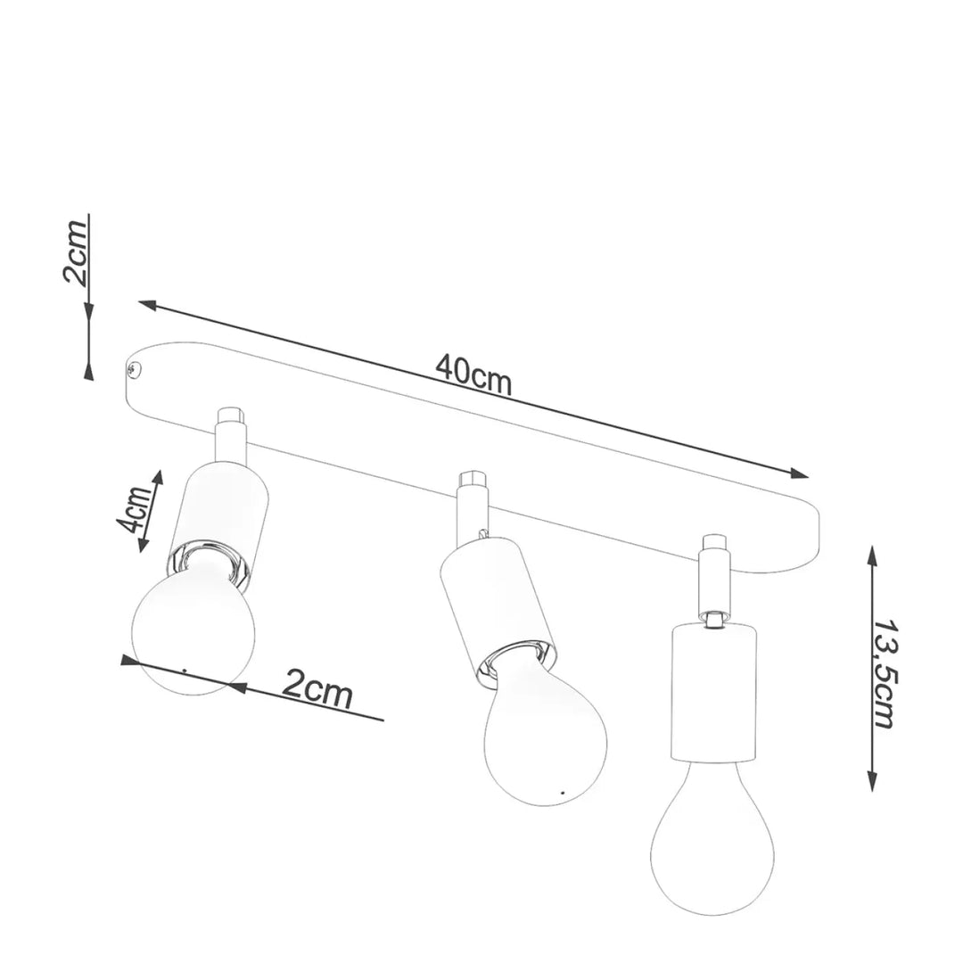 Luminaire plafonnier fornes 3 noir avec trois spots orientables sur barre allongée choix idéal de la gamme fornes