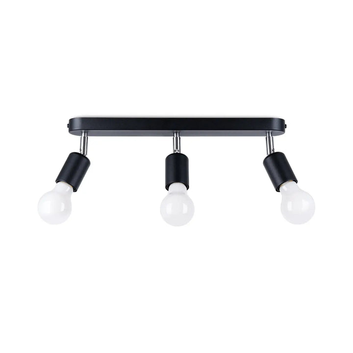 Luminaire plafonnier fornes 3 noir avec trois bras réglables et ampoules en verre dépoli choix idéal de la gamme fornes