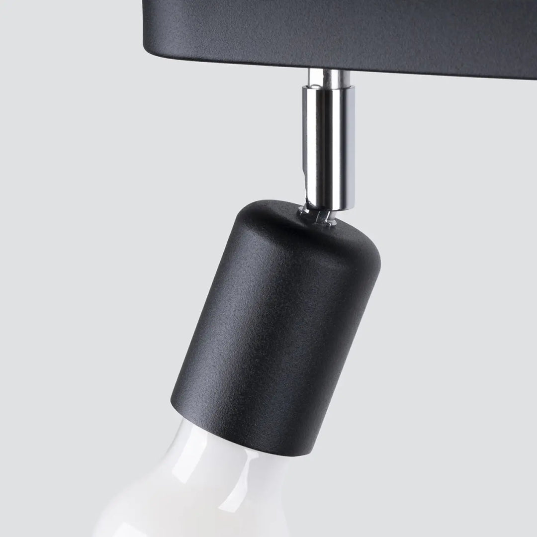 Luminaire plafonnier fornes 3 noir avec tête cylindrique noire mate et tige chrome chrome, choix idéal dans la gamme fornes