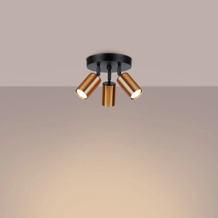 Plafonnier winx 3p noir et cuivre avec trois têtes cylindriques réglables lampe winx allie design moderne