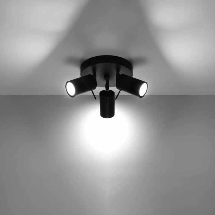 Luminaire plafonnier ring 3p noir avec trois têtes orientables que vous pouvez facilement installer