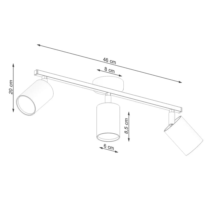 Luminaire plafonnier lemmi 3 noir avec trois têtes cylindriques modulables et module led pour lumière conviviale moderne