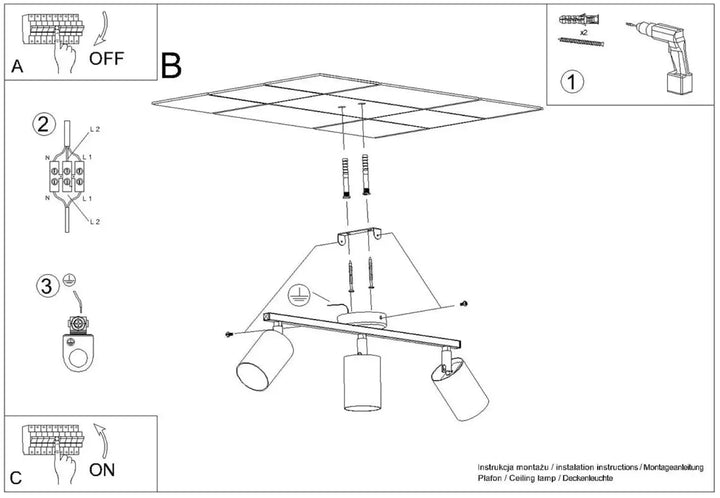 Luminaire plafonnier lemmi 3 noir avec trois spots cylindriques ajustables et module led pour une lumière conviviale
