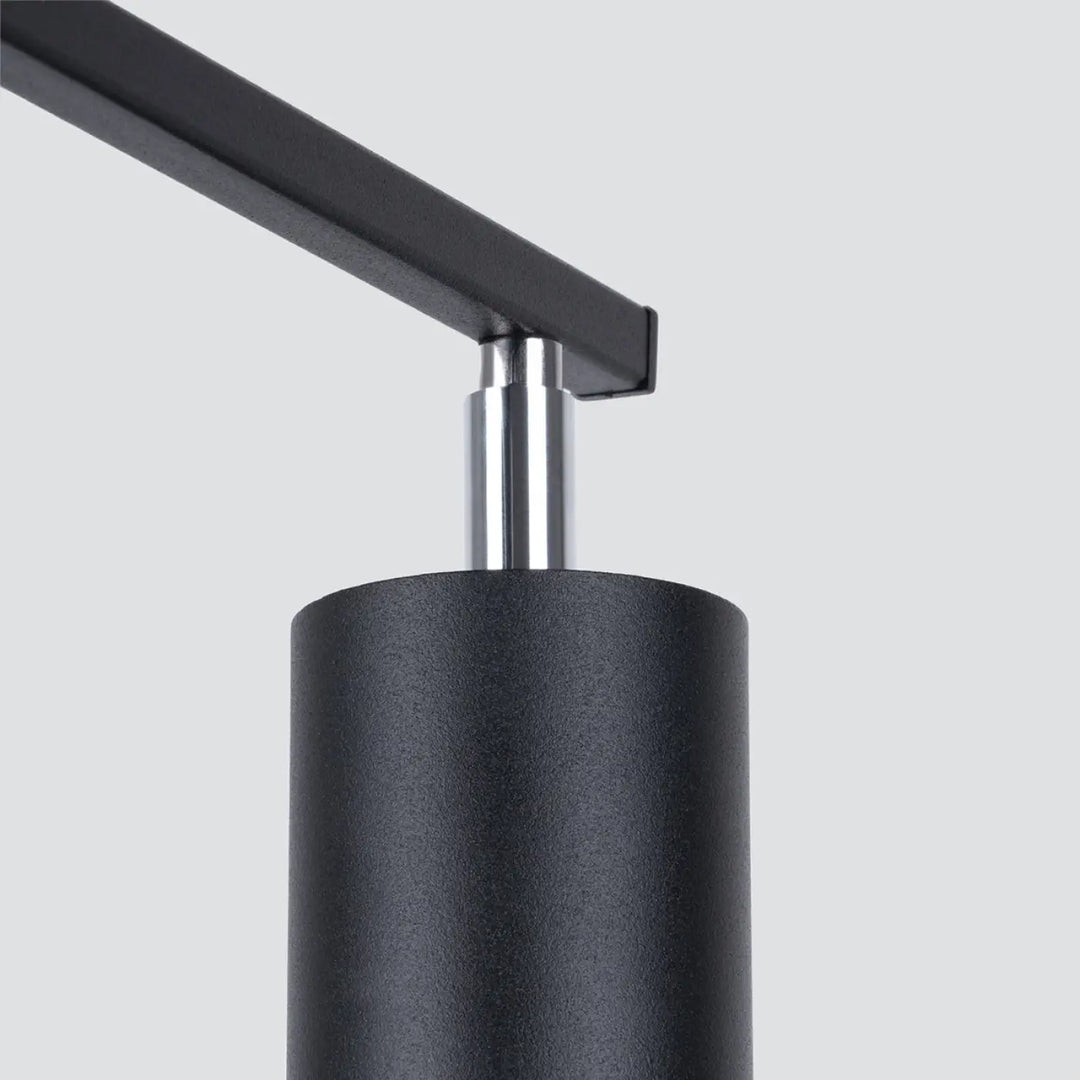Plafonnier lemmi 3 noir avec module led cylindre noir mat et connecteur métallique pour lumière conviviale