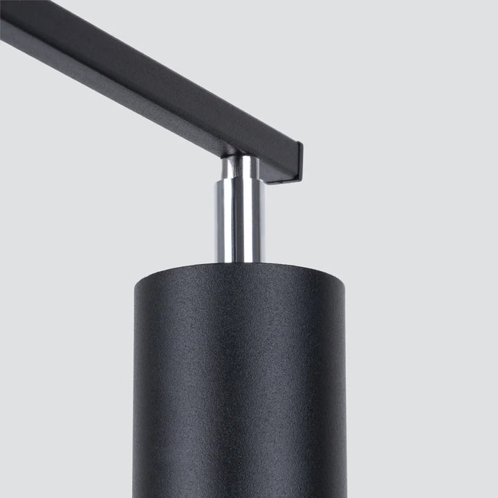 Plafonnier lemmi 3 noir avec module led cylindre noir mat et connecteur métallique pour lumière conviviale