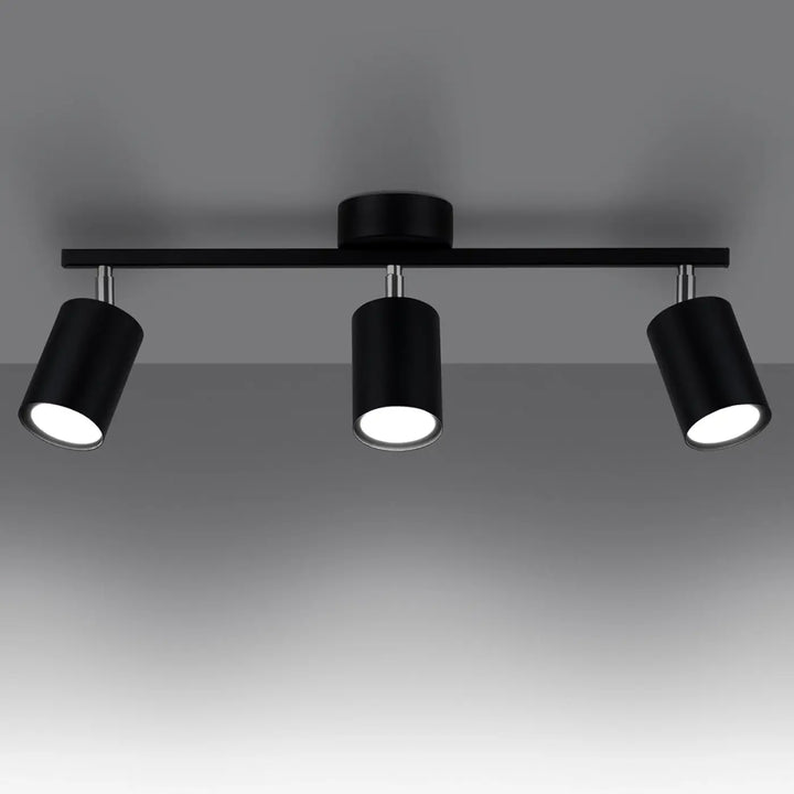 Luminaire plafonnier lemmi 3 noir avec modules led cylindriques noirs pour une lumière conviviale moderne