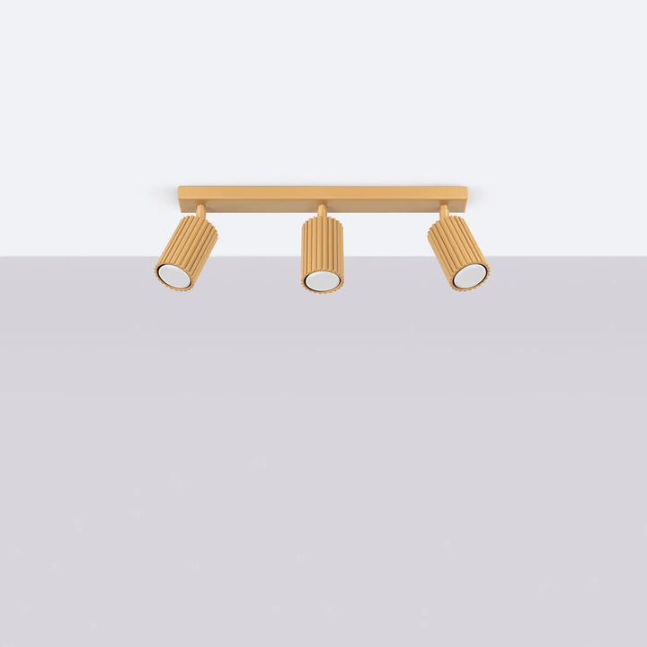 Plafonnier karbon allie or avec trois ampoules gu10 interchangeables et design minimaliste en métal doré