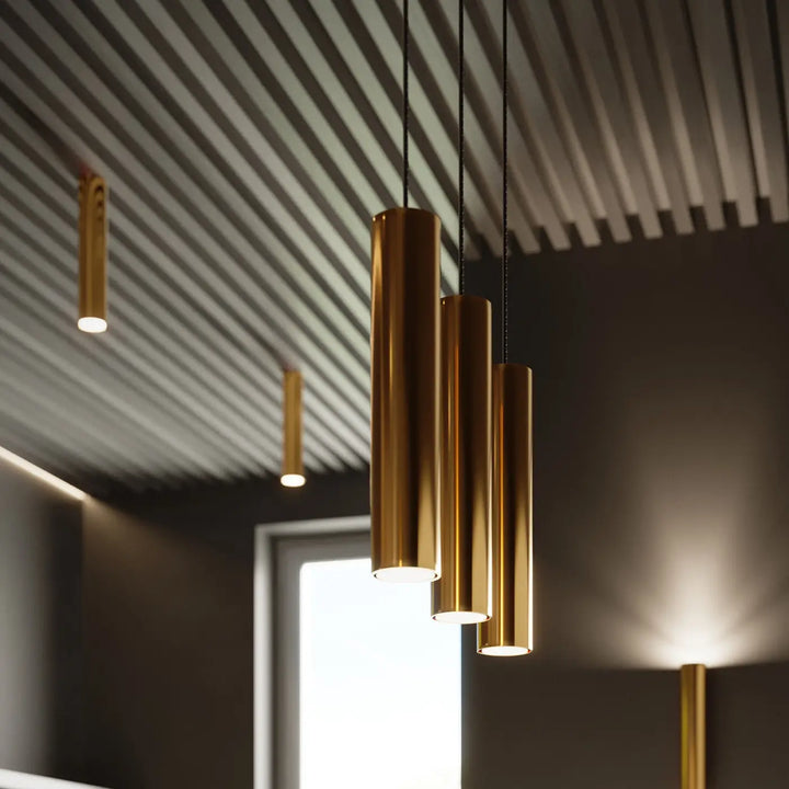 Modern lampe suspendue lagos or poli cylindrique en métal pour éclairage de table à manger style moderne