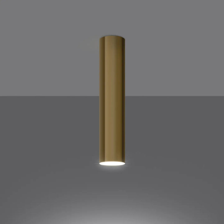 Lampe suspendue lagos en laiton poli cylindrique avec lumière chaude idéale pour table à manger style moderne