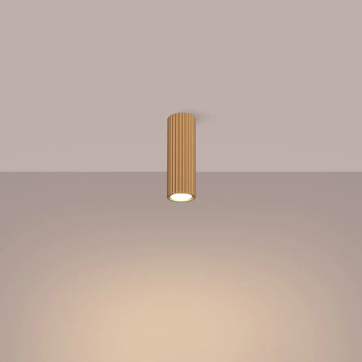 Luminaire plafonnier karbon 20 or avec finition or brossé et ridges verticales design minimaliste ampoules gu10 interchangeables