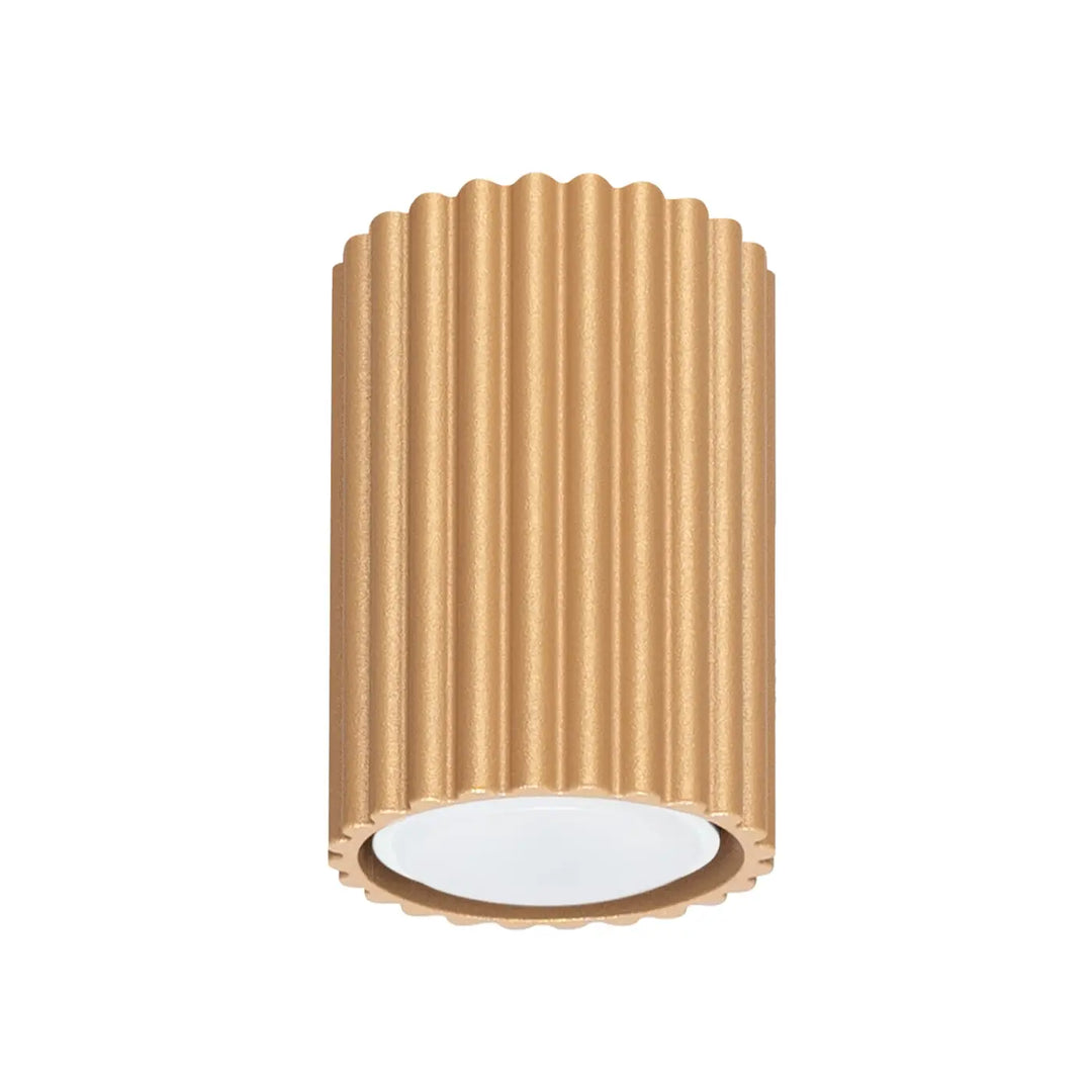 Luminaire plafonnier karbon 10 or en métal doré avec diffuseur blanc rond design minimaliste et ampoules gu10 interchangeables