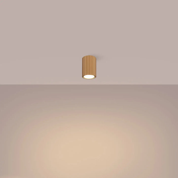 Luminaire plafonnier karbon 10 or cylindrique avec finitions or brossé et ampoules gu10 interchangeables design minimaliste