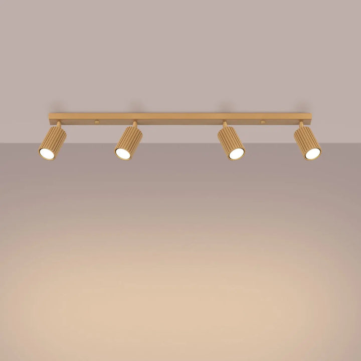 Plafonnier karbon allie avec quatre ampoules gu10 interchangeables or au design minimaliste en finition dorée