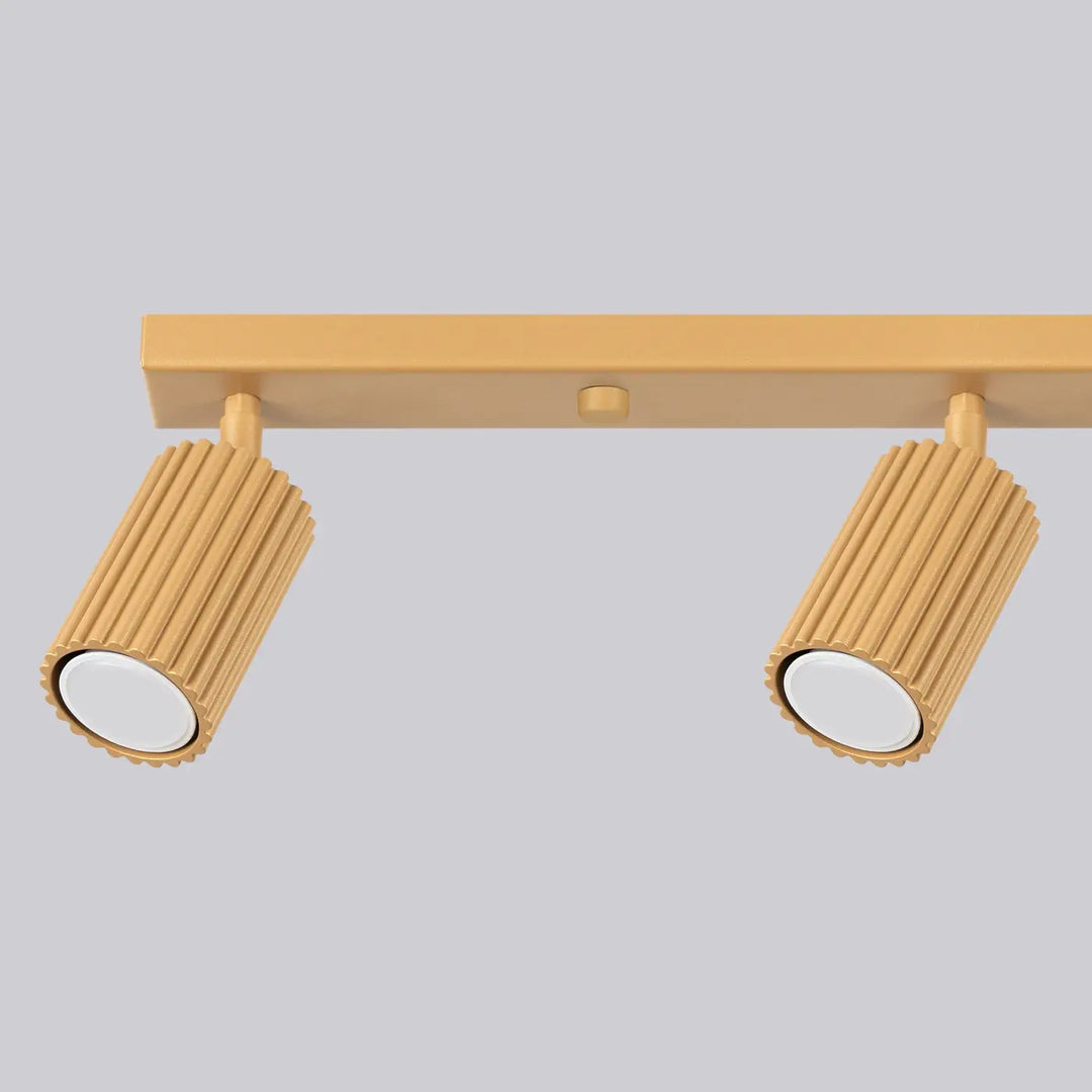 Plafonnier karbon allie design minimaliste en métal or avec 4 ampoules gu10 interchangeables et spots réglables