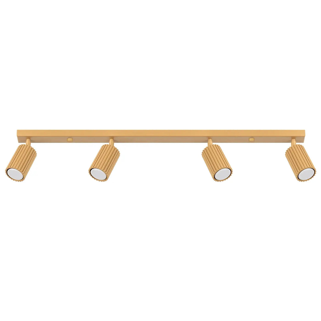 Plafonnier karbon allie design minimaliste avec quatre ampoules gu10 interchangeables et finitions or ton brillant