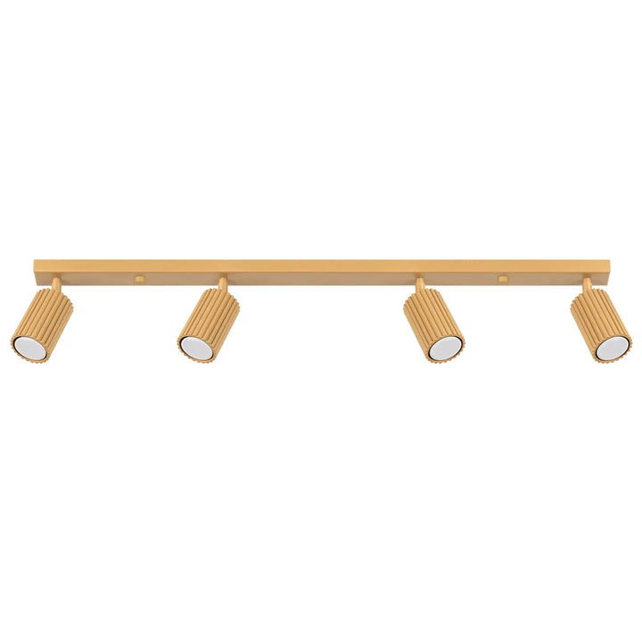 Plafonnier karbon allie design minimaliste avec quatre ampoules gu10 interchangeables et finitions or ton brillant