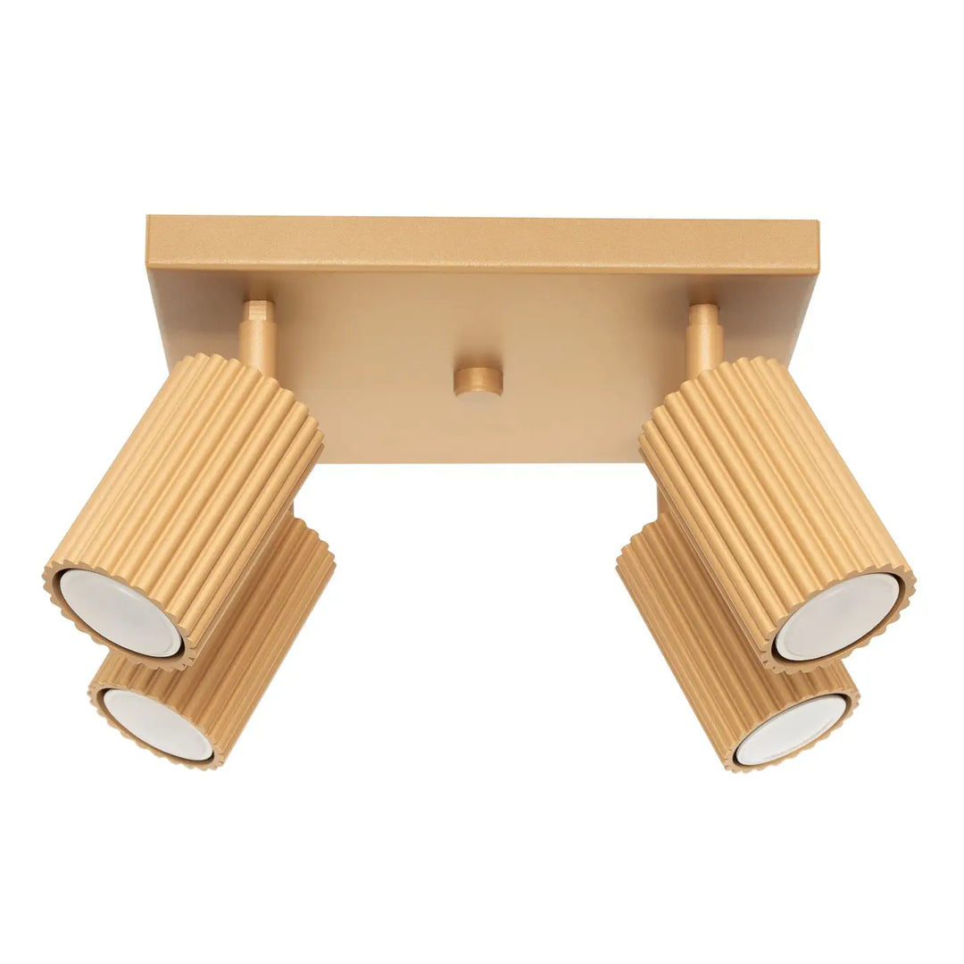 Plafonnier karbon allie or avec quatre têtes cylindriques réglables à ampoules gu10 interchangeables design minimaliste