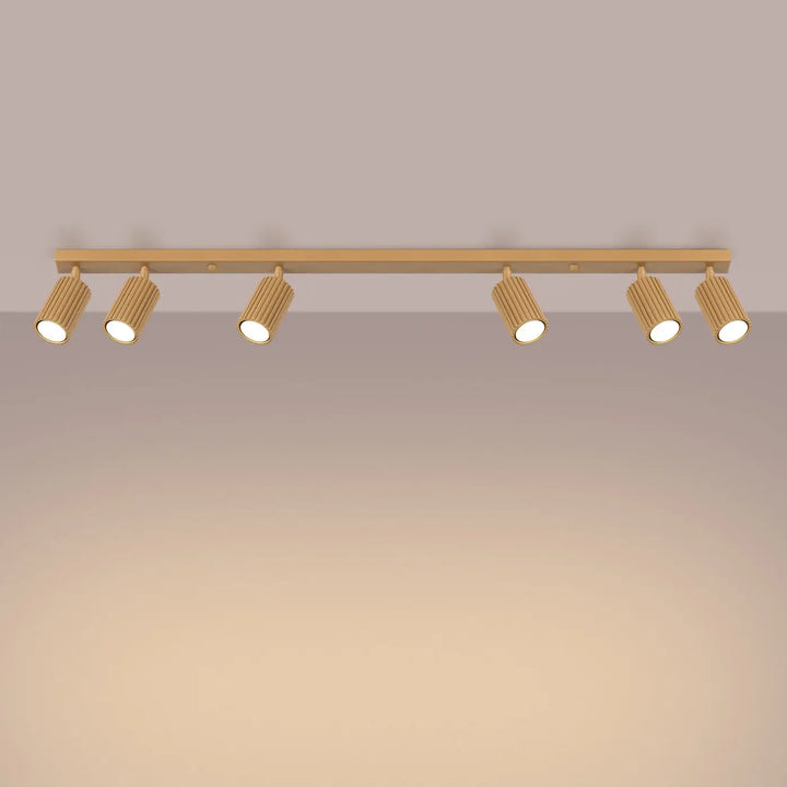 Luminaire plafonnier karbon allie or avec six ampoules gu10 interchangeables et design minimaliste en métal doré