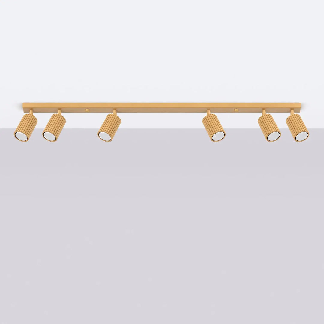 Plafonnier karbon allie or avec six ampoules gu10 interchangeables et design minimaliste en métal doré