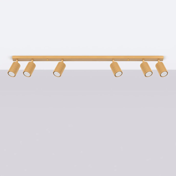 Plafonnier karbon allie or avec six ampoules gu10 interchangeables et design minimaliste en métal doré