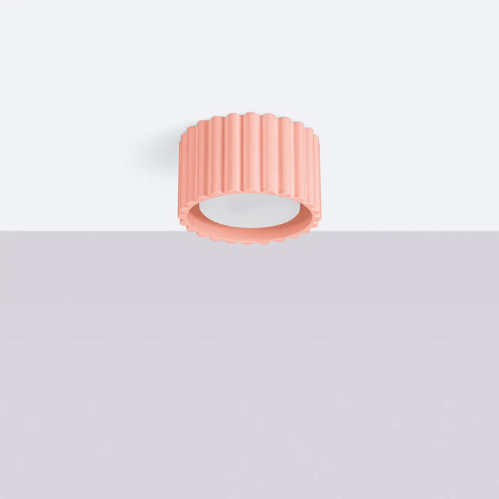 Luminaire plafonnier aura 1 peach en forme unique inspirée, corail, cylindre rainuré mat pour éclairage encastré