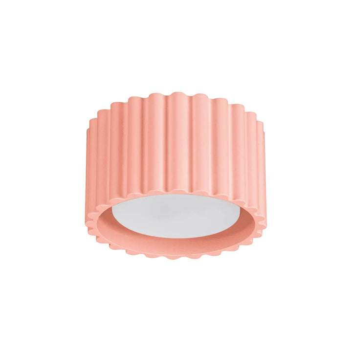 Luminaire plafonnier aura 1 peach en forme unique inspirée avec abat-jour cylindrique rose doux et intérieur lisse