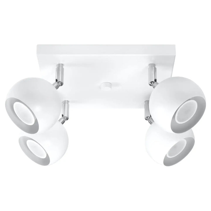 Luminaire plafonnier oculare 4 blanc avec quatre têtes sphériques ajustables pour éclairez précisément design original