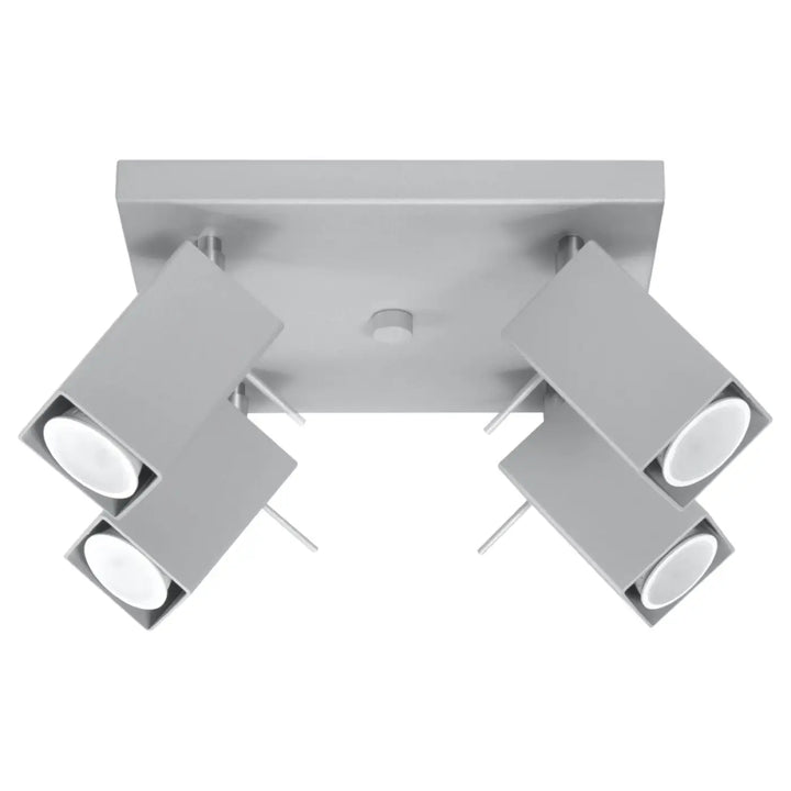 Plafonnier moderne merida 4 gris en métal avec quatre spots ajustables pour diriger précisément la lumière