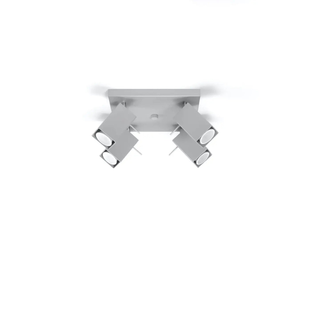 Plafonnier moderne merida gris en métal avec quatre spots merida orientables pour diriger précisément la lumière