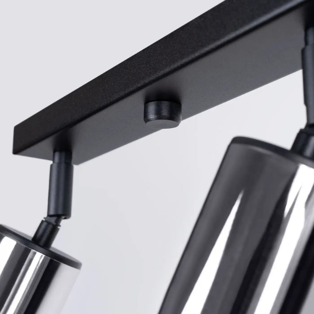 Plafonnier winx 4l noir avec lampes cylindriques en chrome finition élégante et design moderne noir metal