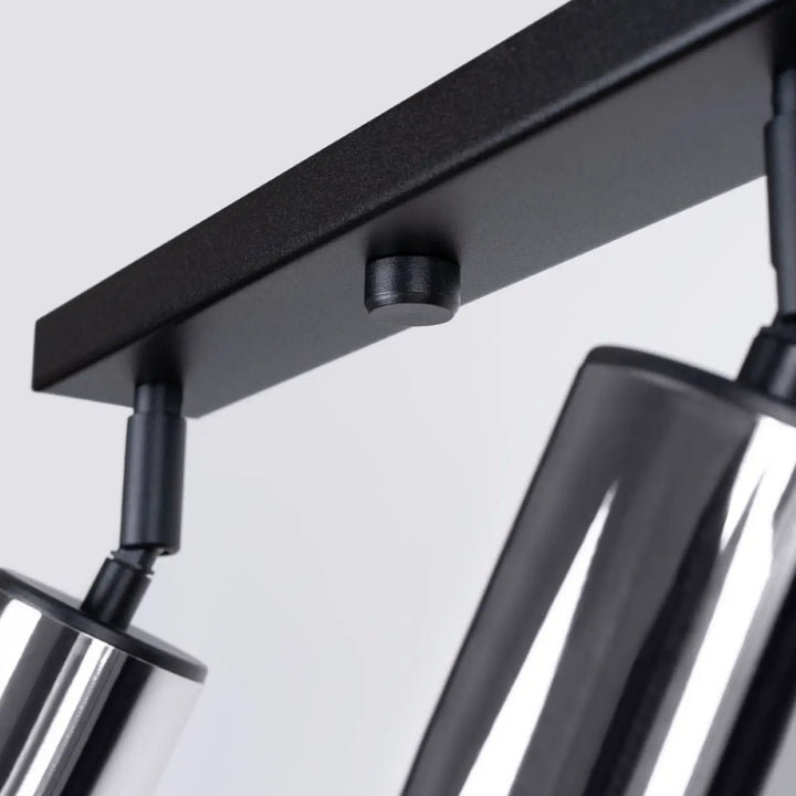 Plafonnier winx 4l noir avec lampes cylindriques en chrome finition élégante et design moderne noir metal