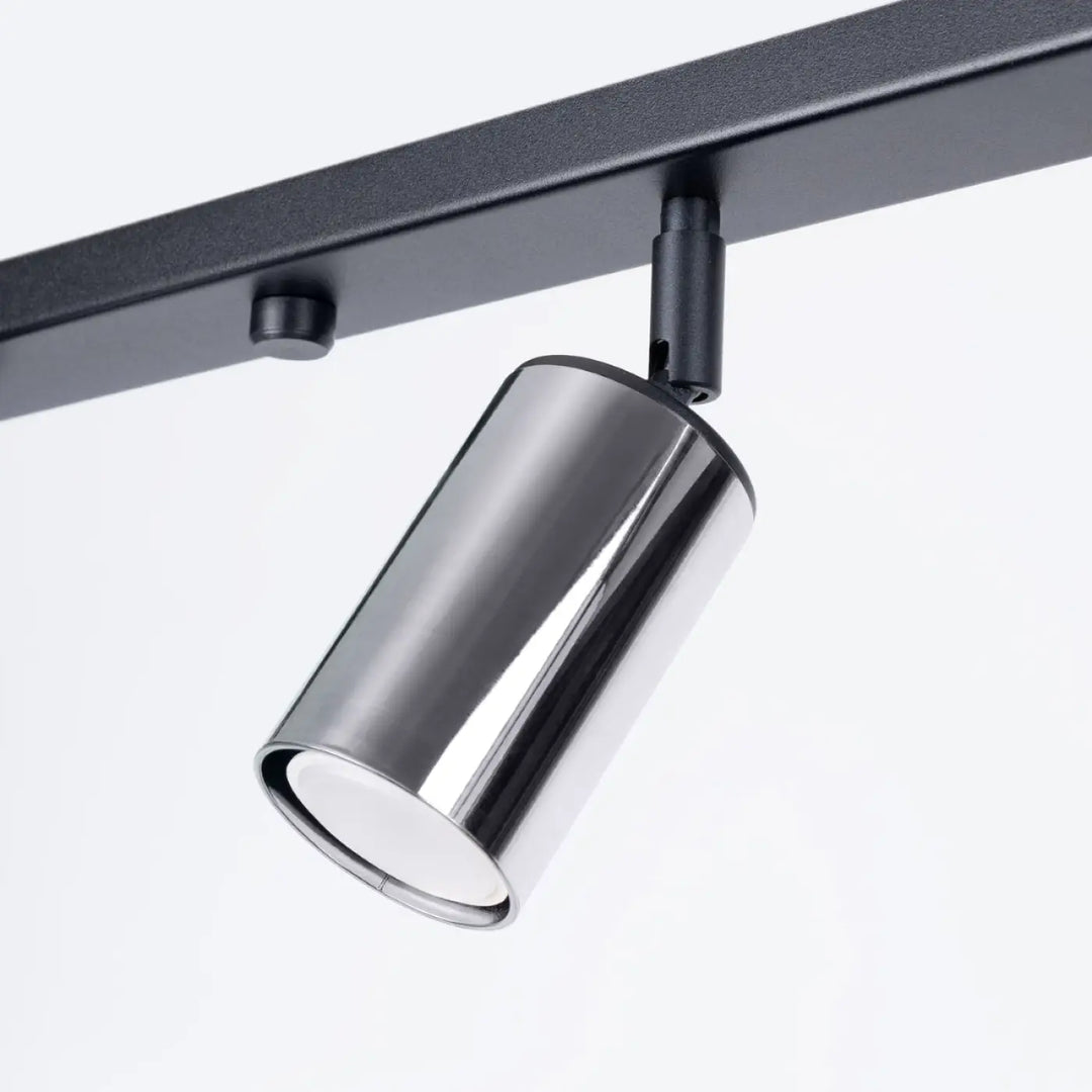 Plafonnier winx 4l noir avec finition chrome cylindre élégant et support de montage noir pour éclairage moderne