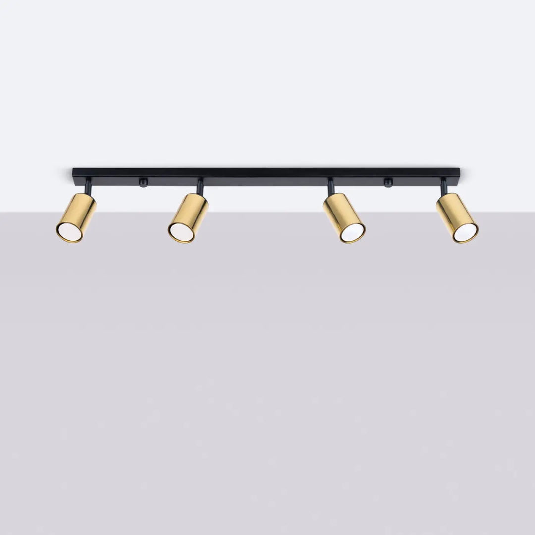 Luminaire plafonnier winx 4l noir avec quatre spots réglables en design moderne noir et doré allie design moderne