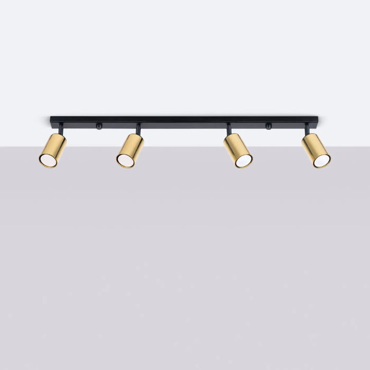 Luminaire plafonnier winx 4l noir avec quatre spots réglables en design moderne noir et doré allie design moderne