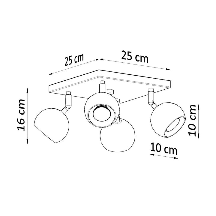 Luminaire plafonnier oculare 4 noir avec trois spots réglables éclairez précisément avec un design original