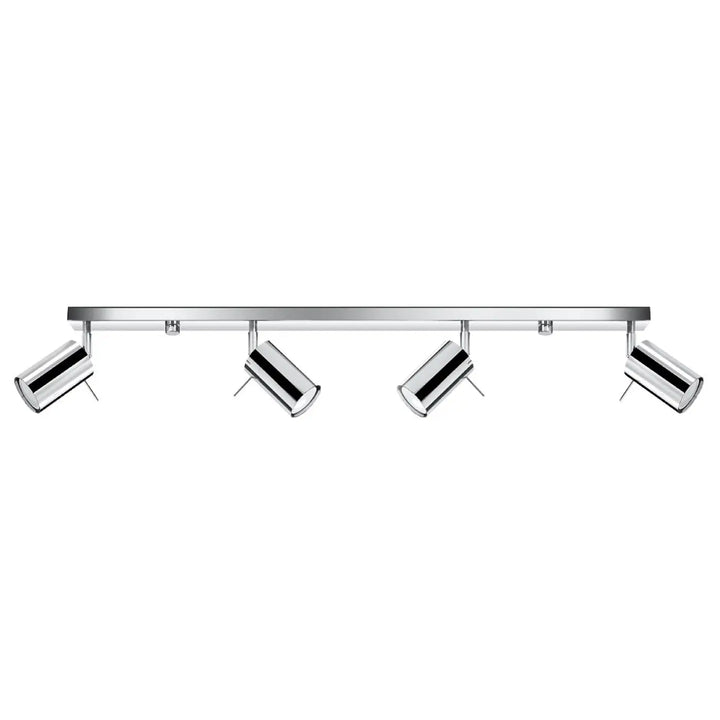 Luminaire plafonnier ring 4l chrome avec quatre spots cylindriques pour ambiance intérieure et demi-obscurité chaleureuse