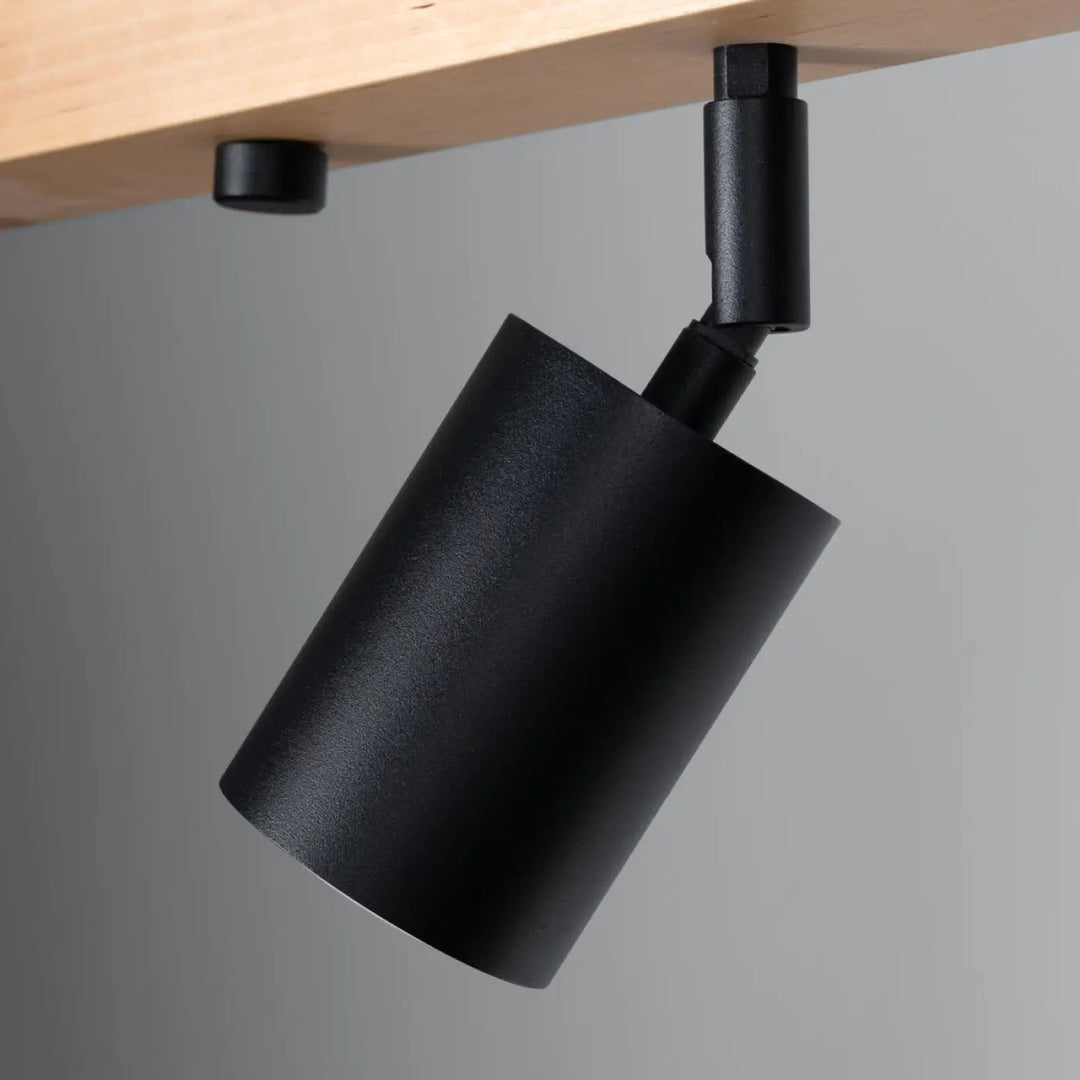 Plafonnier verdo 4 noir avec design moderne, cylindre noir mat et bras ajustable pour éclairage directionnel