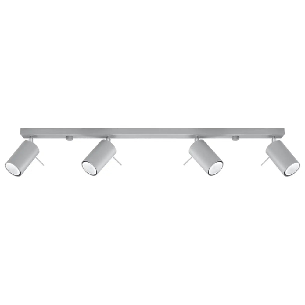 Luminaire plafonnier ring 4l gris en métal argenté avec quatre bras réglables pour une demi-obscurité chaleureuse