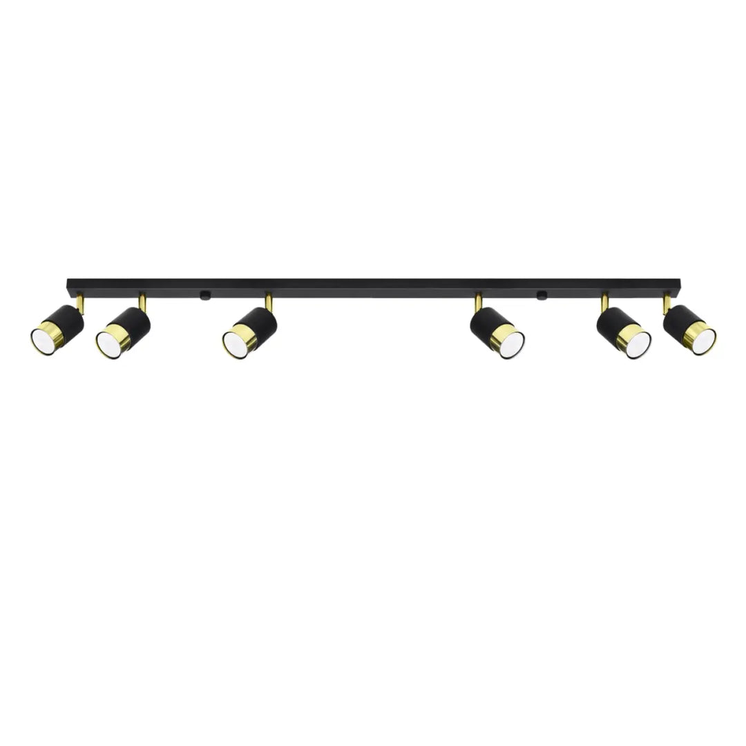 Luminaire plafonnier applique moderne nero 6 noir doré avec six spots réglables pour totale liberté d’éclairage