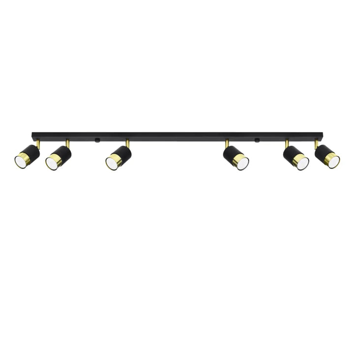 Luminaire plafonnier applique moderne nero 6 noir doré avec six spots réglables pour totale liberté d’éclairage
