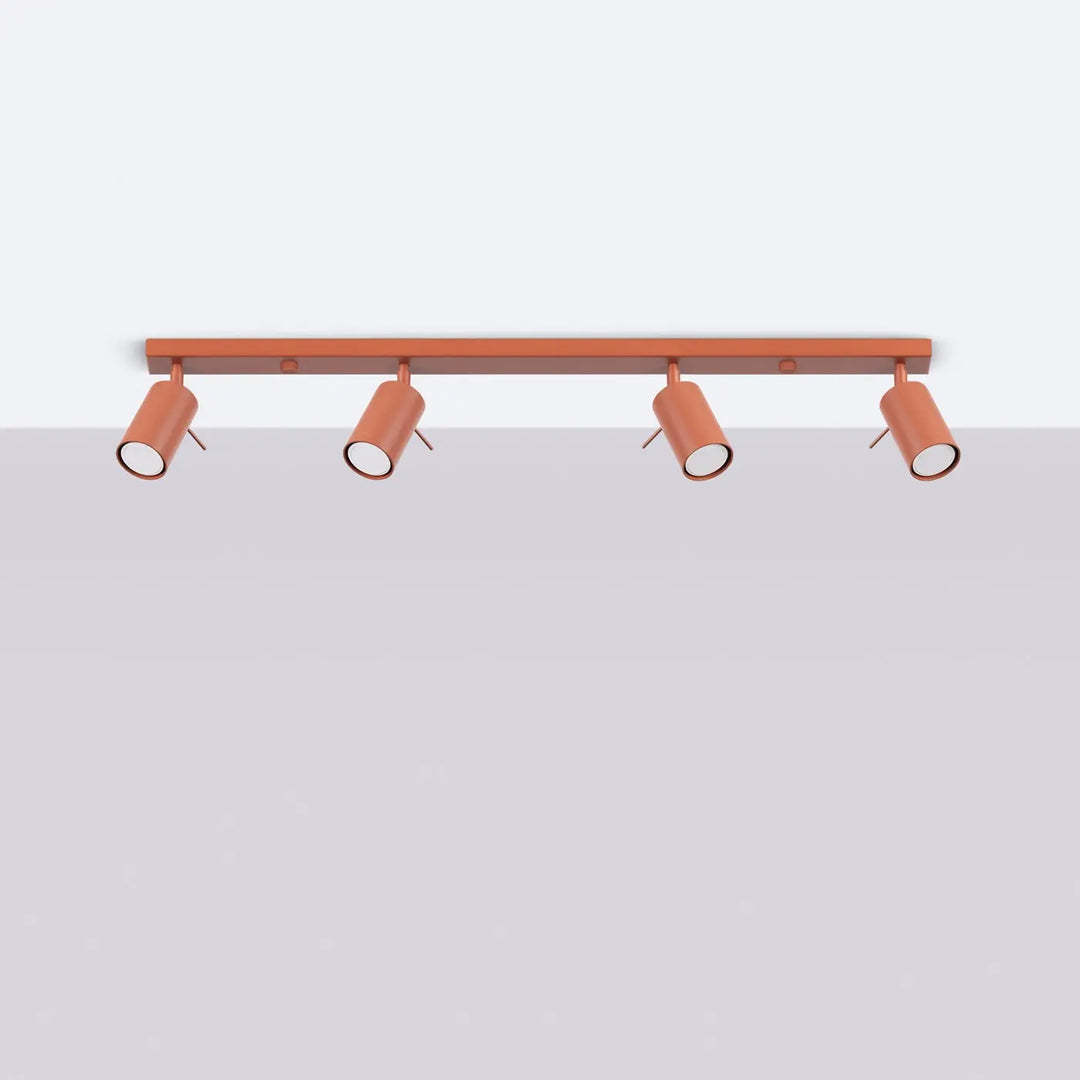 Luminaire plafonnier ring 4l rouge ochra en cuivre avec quatre spots réglables pour un éclairage flexible minimalisme moderne