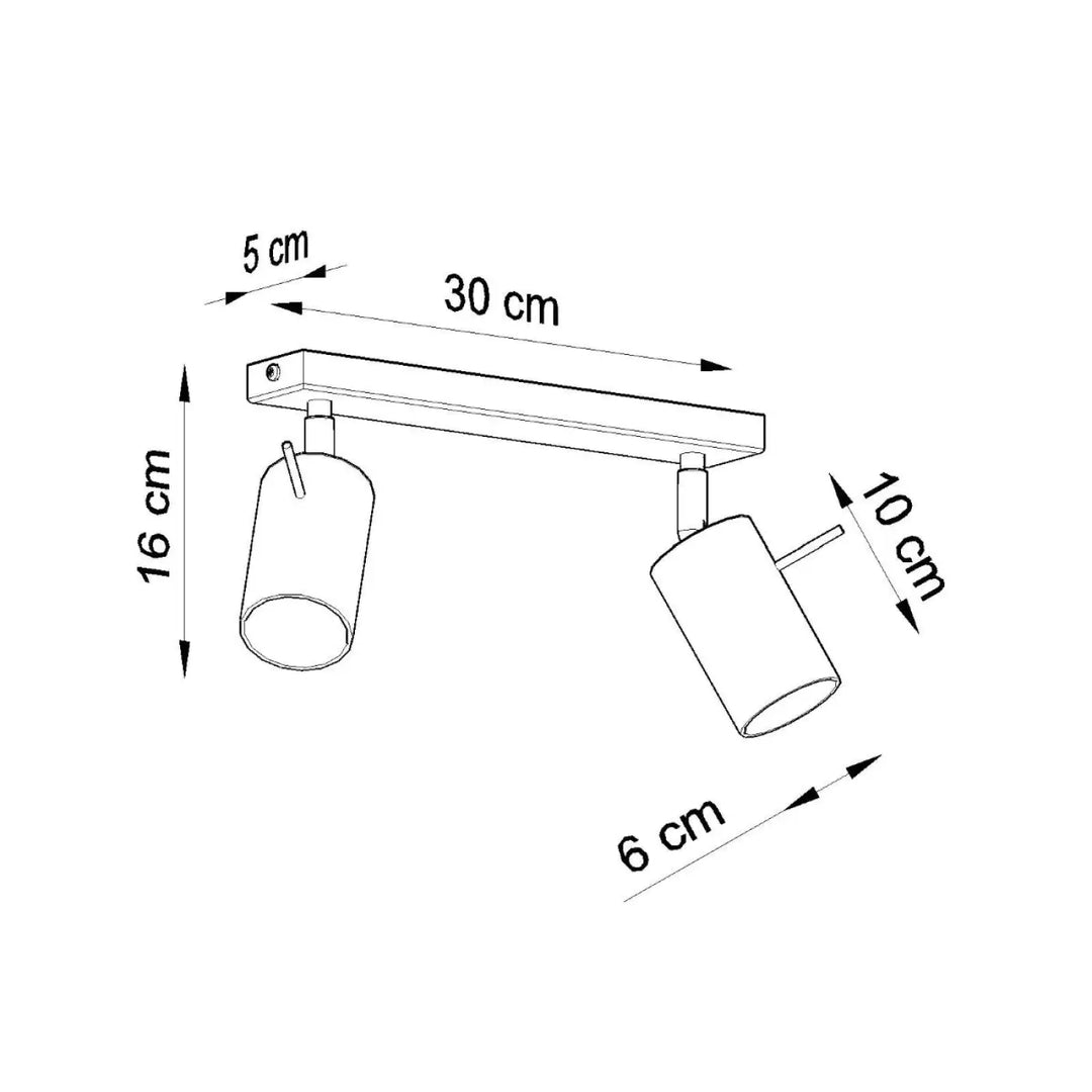 Luminaire plafonnier ring 2 blanc avec double spot cylindrique métalique que vous pouvez installer facilement