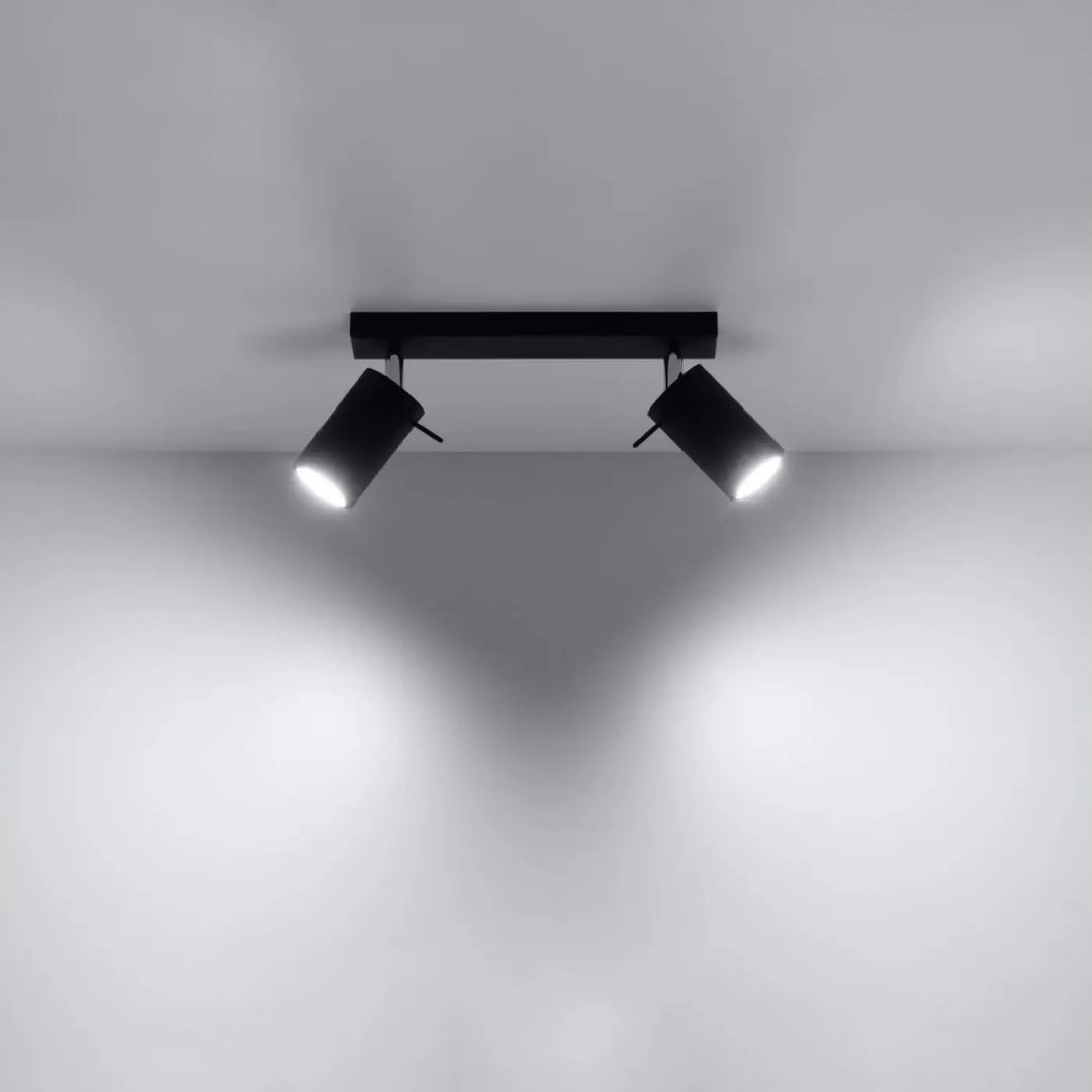 Luminaire plafonnier ring 2 noir avec double spot design moderne que vous pouvez facilement installer
