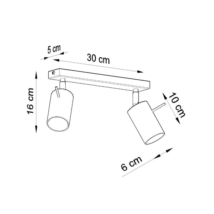 Luminaire plafonnier ring 2 noir avec deux spots cylindriques en métal que vous pouvez facilement installer