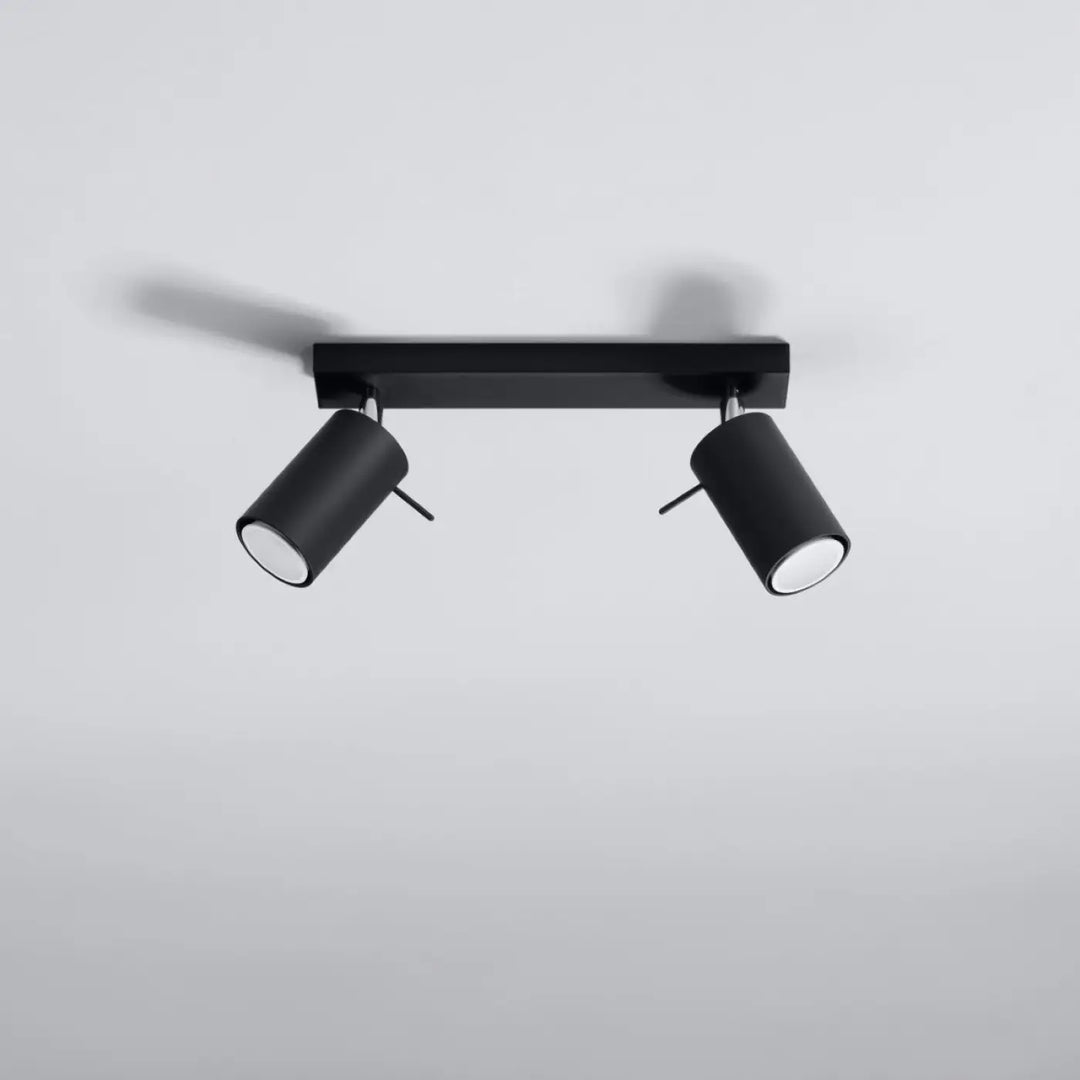 Luminaire plafonnier ring 2 noir avec double spot cylindrique mat ajustable que vous pouvez installer facilement
